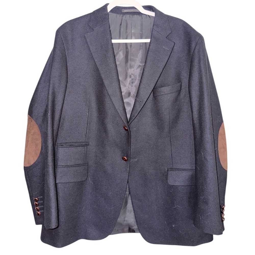 S. Cohen Men's Navy Blazer with Brown Elbow Patches